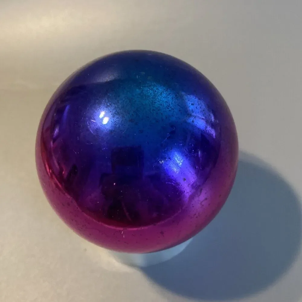 Vintage Christmas Ombre Glass Ornament Hand Made In USA Blue Pink Fade Ball